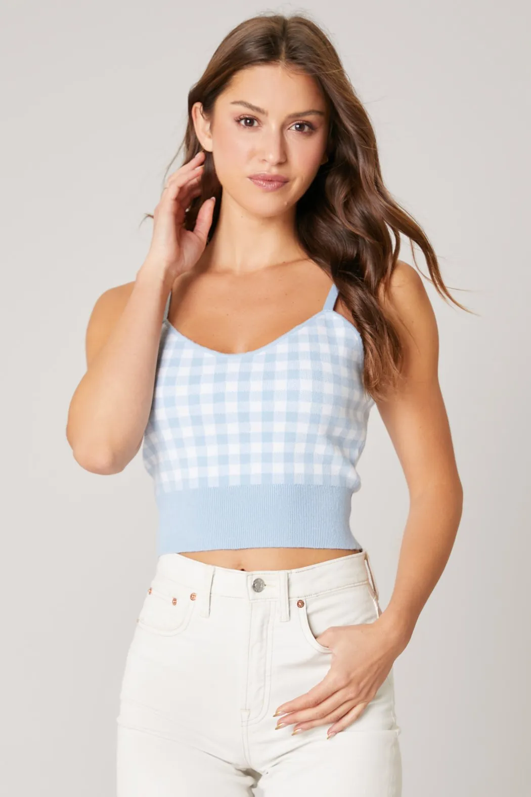 Dominika Gingham Knit Cami Top