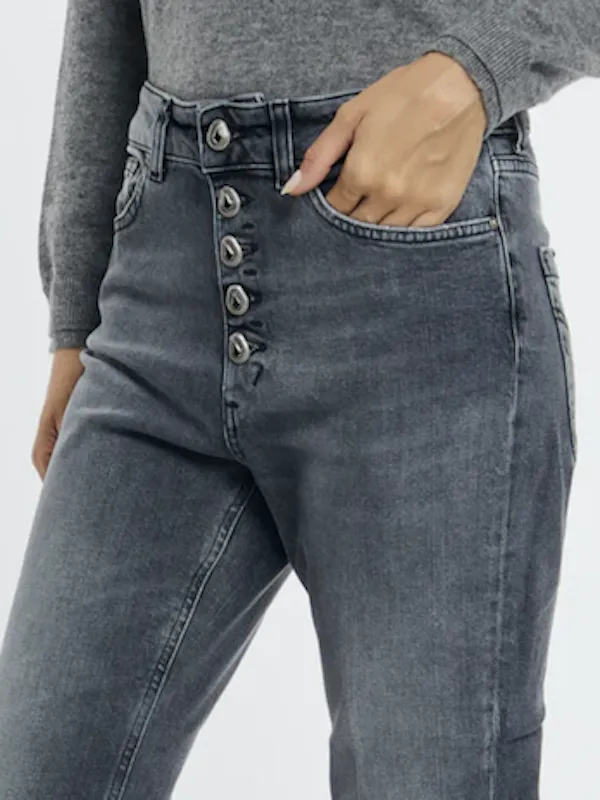 Womens Designer Jeans with Visible Buttons