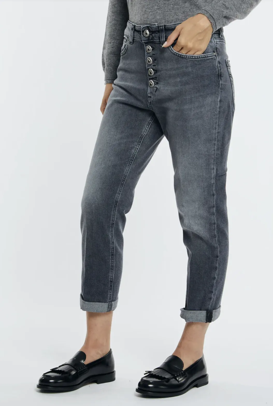 Womens Designer Jeans with Visible Buttons