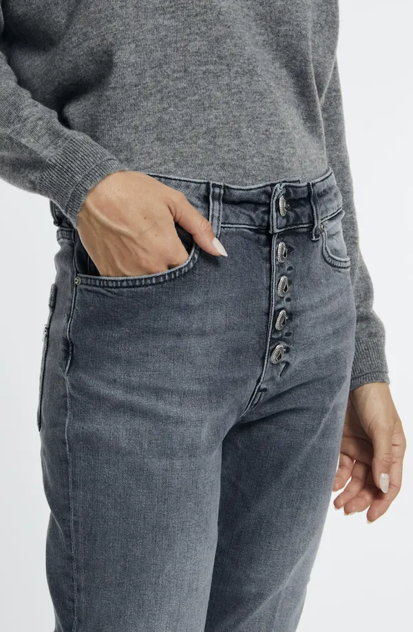 Womens Designer Jeans with Visible Buttons