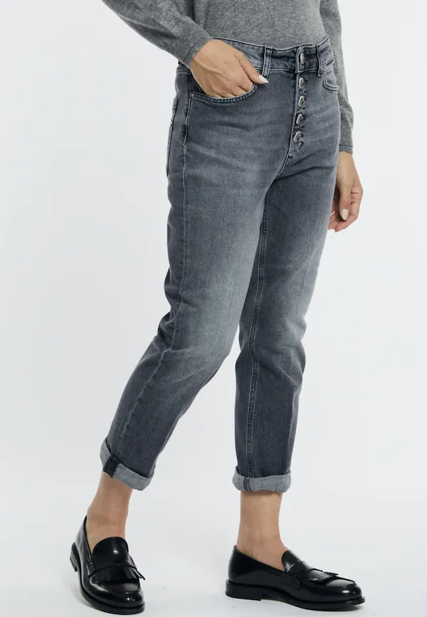 Womens Designer Jeans with Visible Buttons