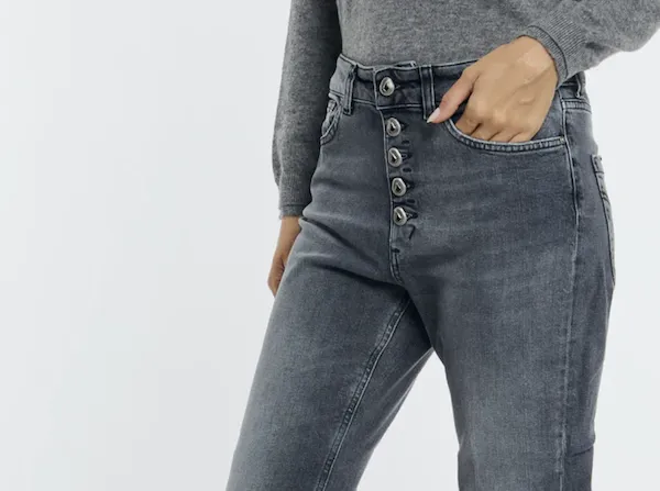 Womens Designer Jeans with Visible Buttons