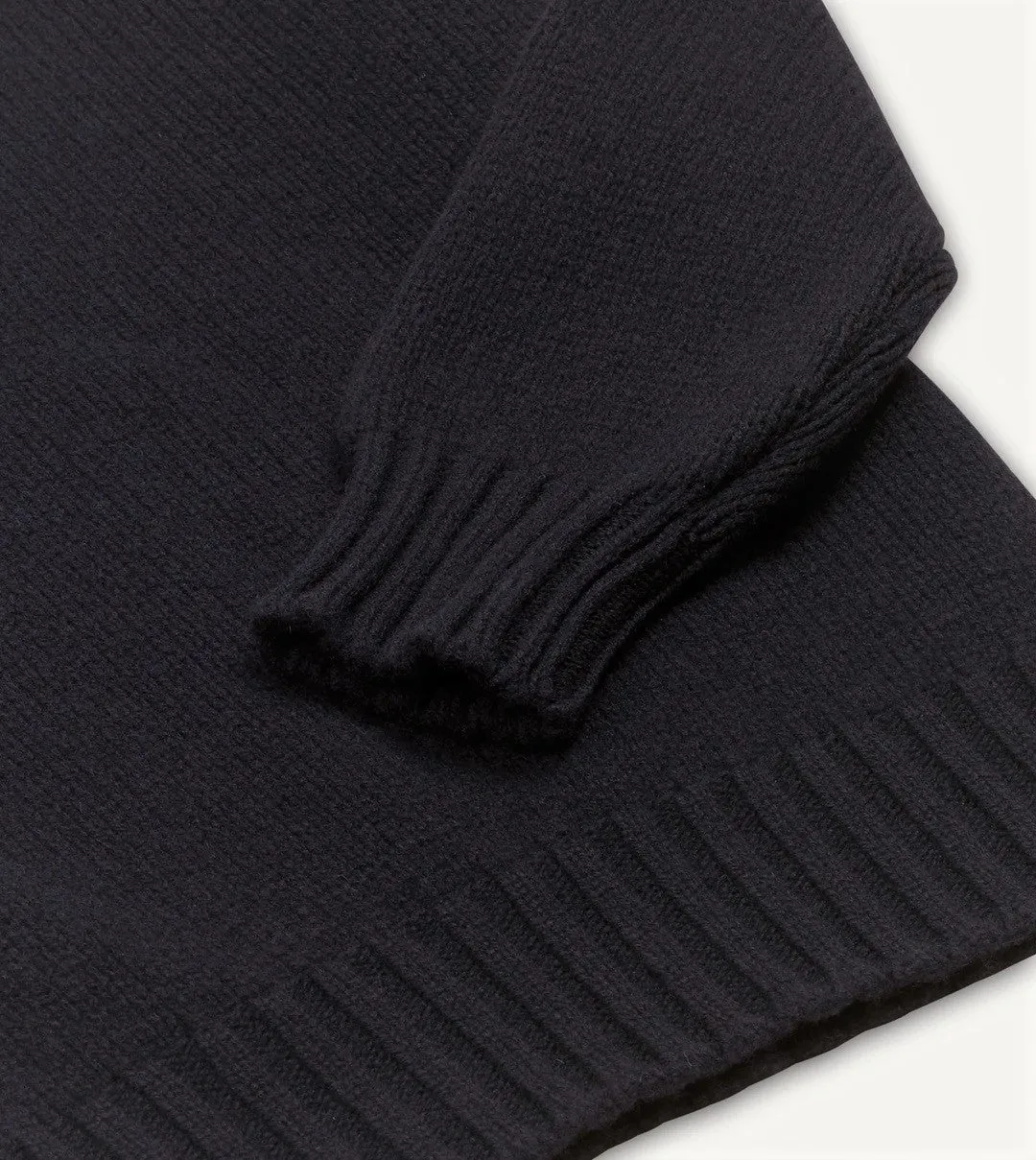 Drake's Navy Lambswool Submariner Roll Neck Jumper