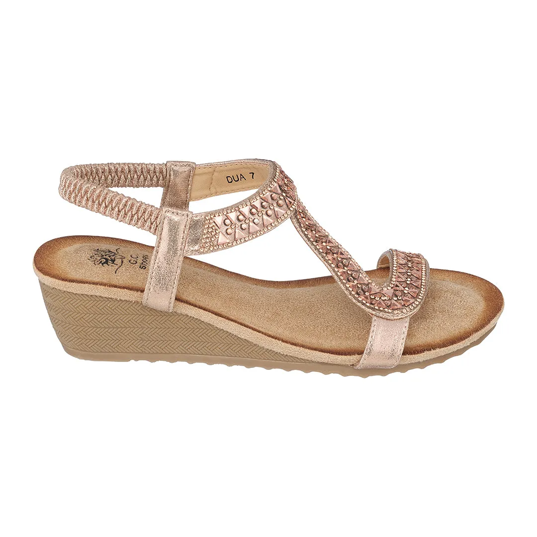 Dua Rose Gold Wedge Sandals