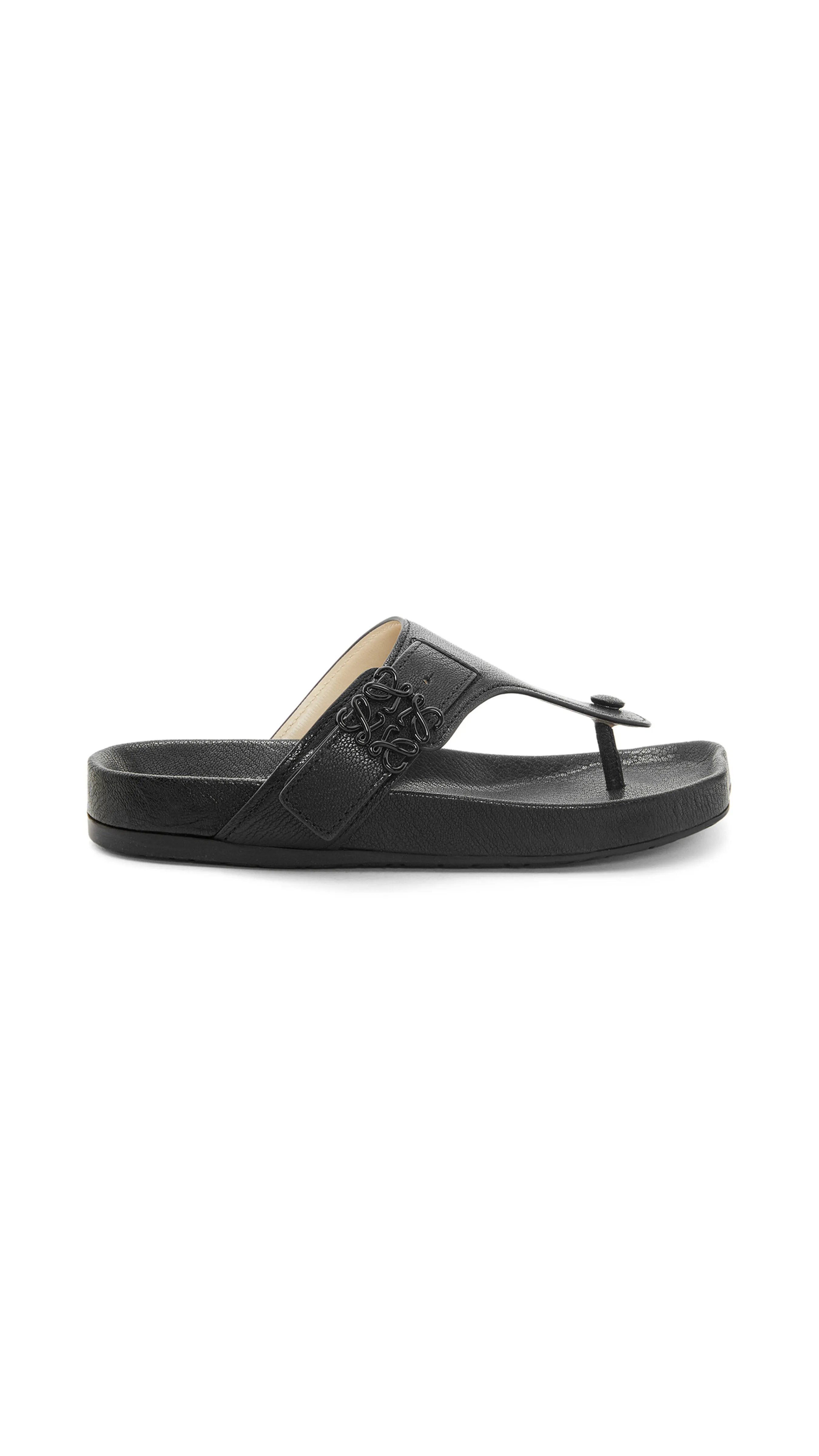 Black Lambskin Ease Sandals