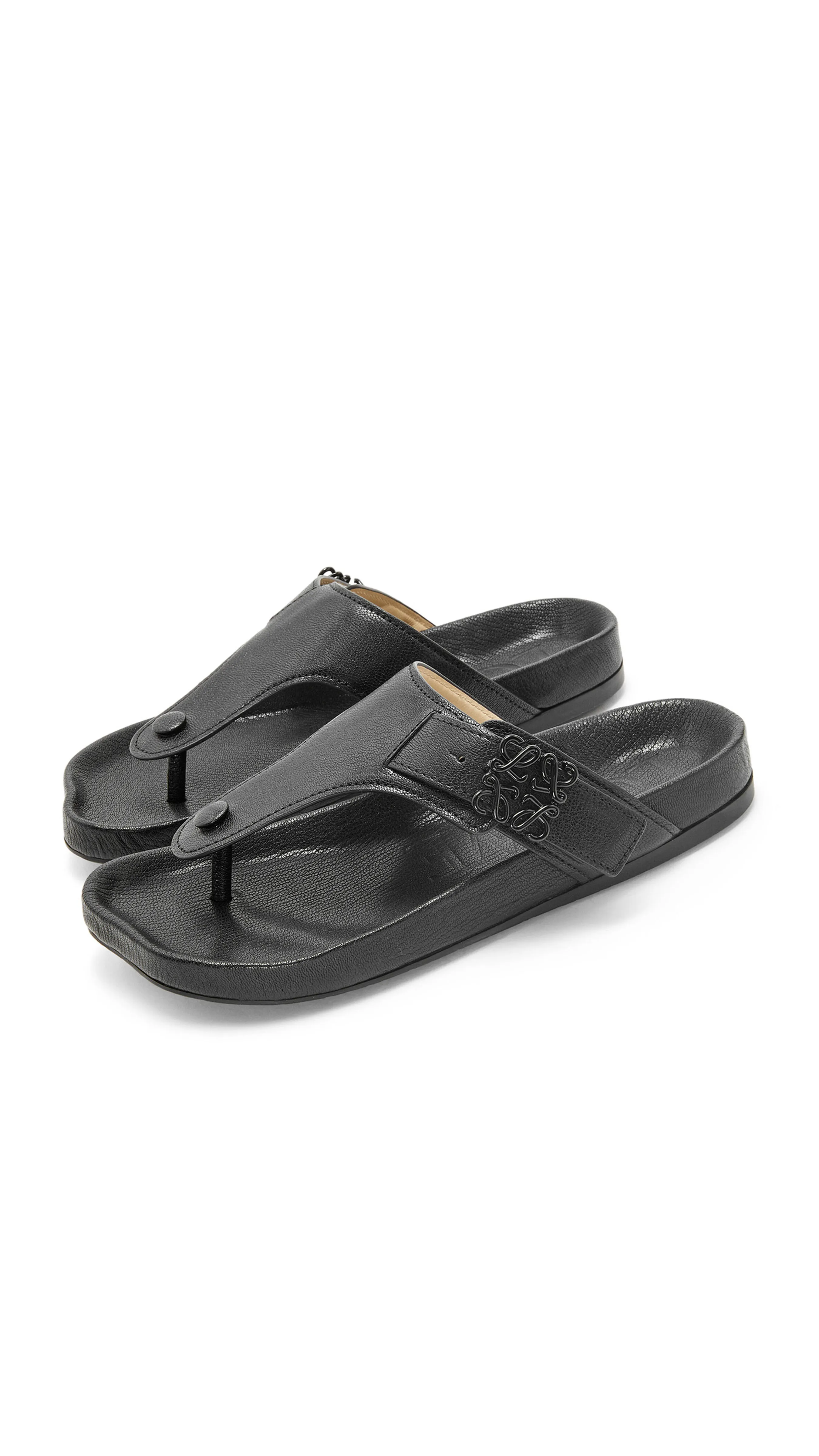 Black Lambskin Ease Sandals