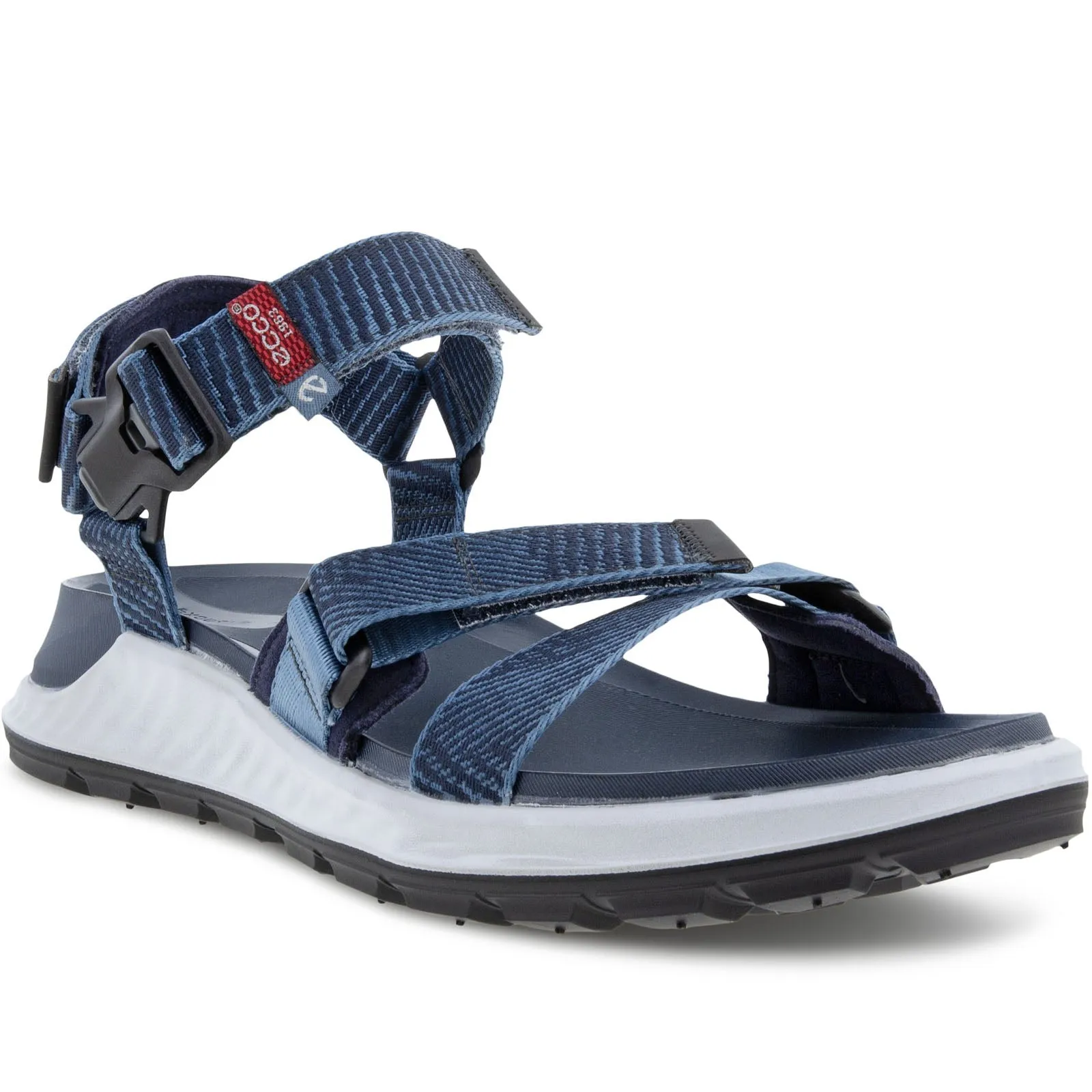 ECCO Mens Exowrap Textile Adjustable Walking Sandals - Retro Blue