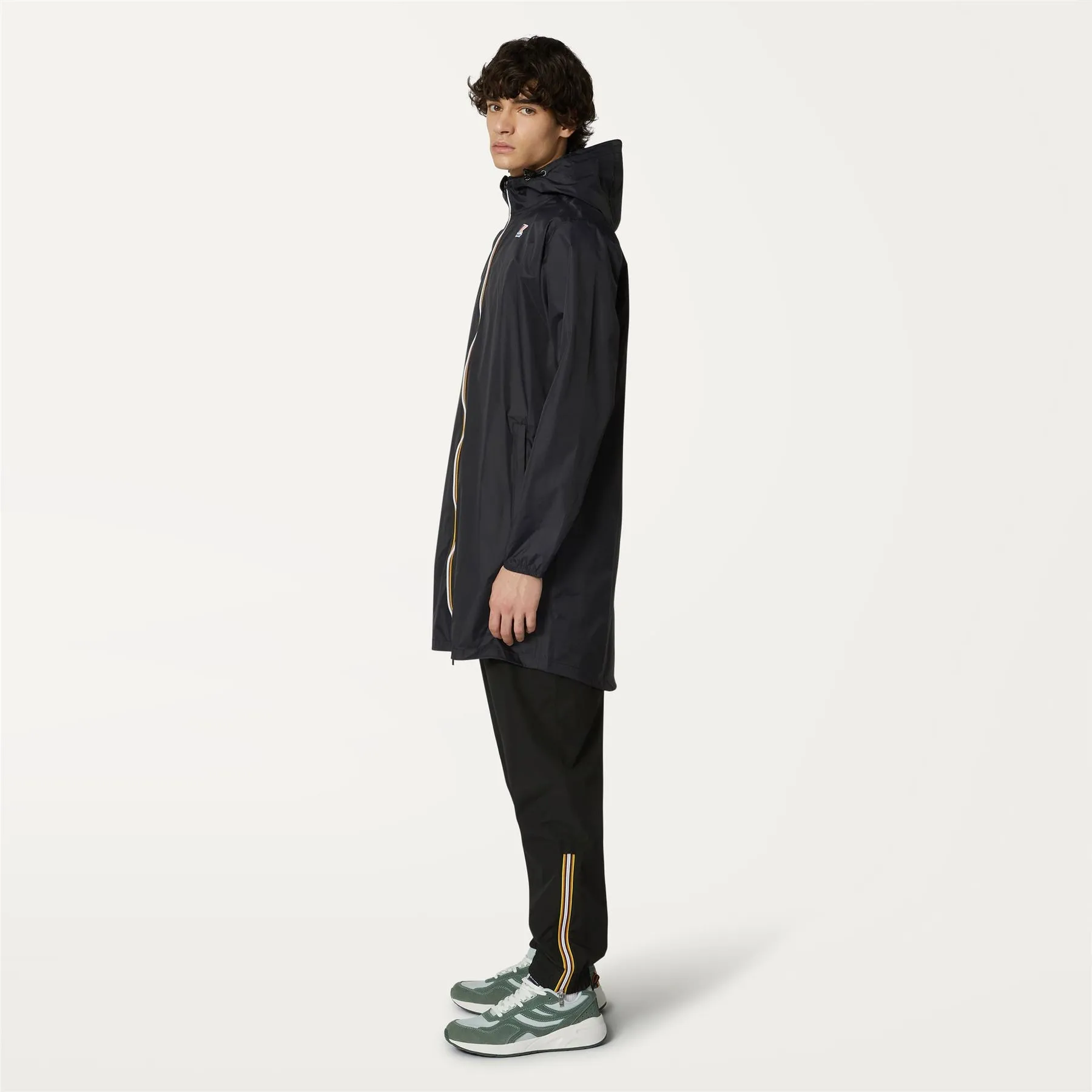 Eiffel - Unisex Waterproof Packable Long Rain Jacket in Black Pure