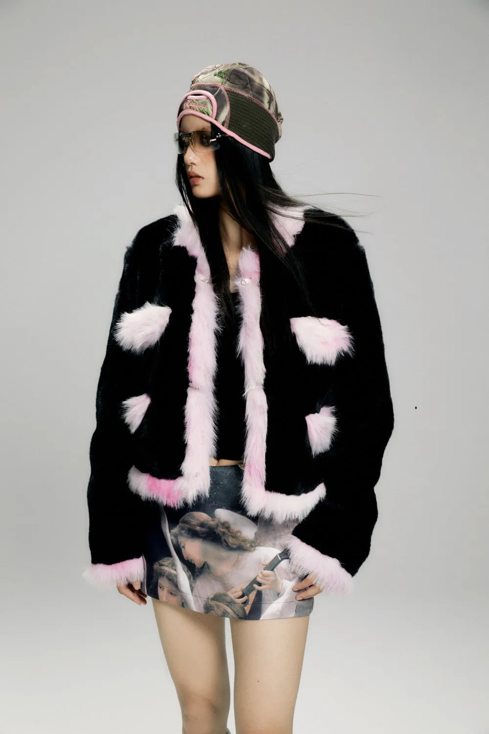 Elegant Chic Monotone Luxury Warm Fur-Jacket