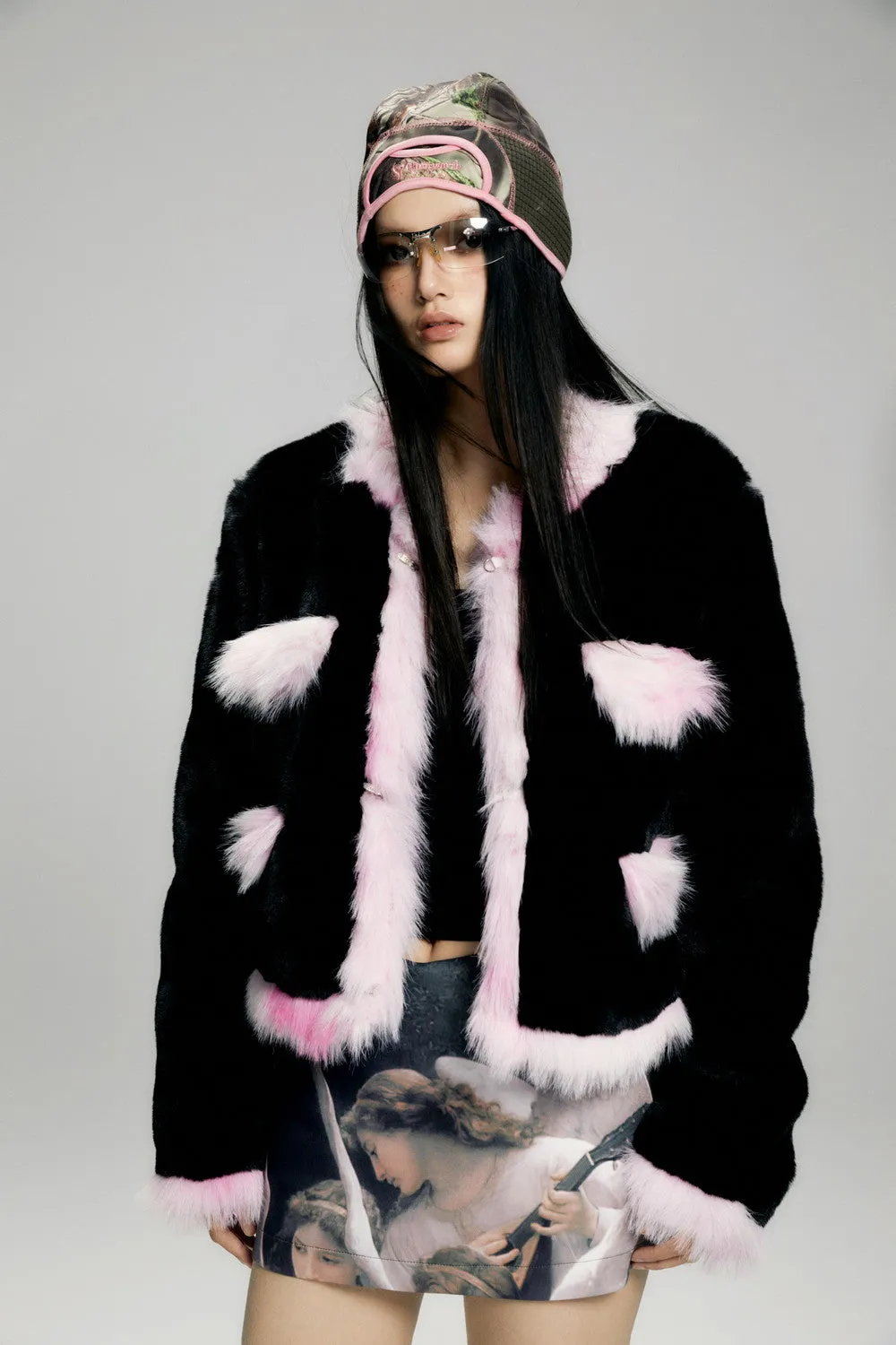 Elegant Chic Monotone Luxury Warm Fur-Jacket