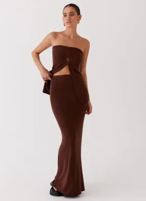 Elegant Knitted Maxi Skirt in Chocolate