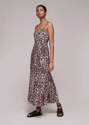 Eleta Leopard Silk Mix Dress