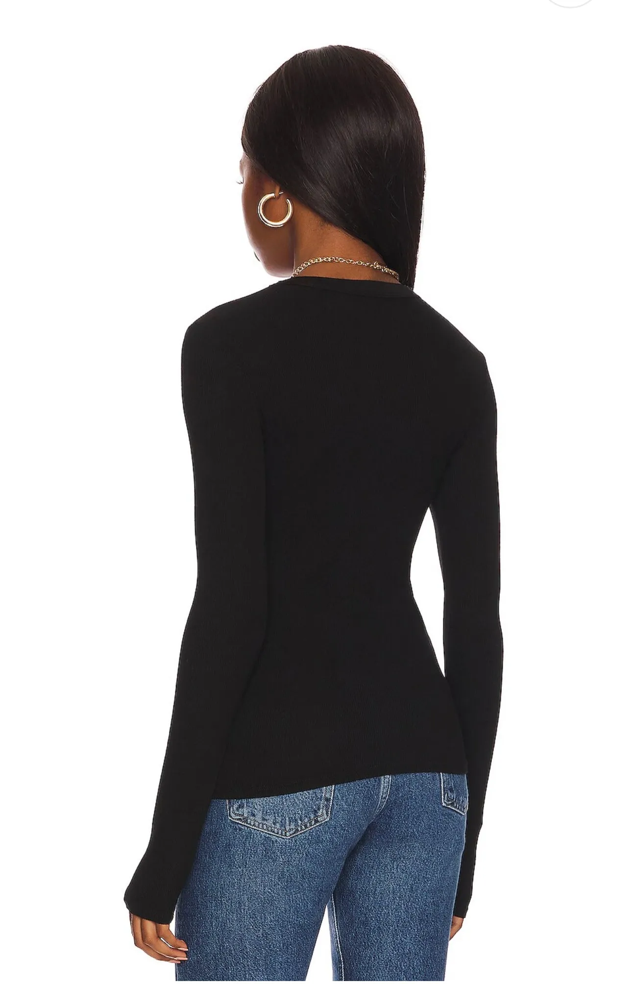 Silk Knit Long Sleeve Cutout Crew