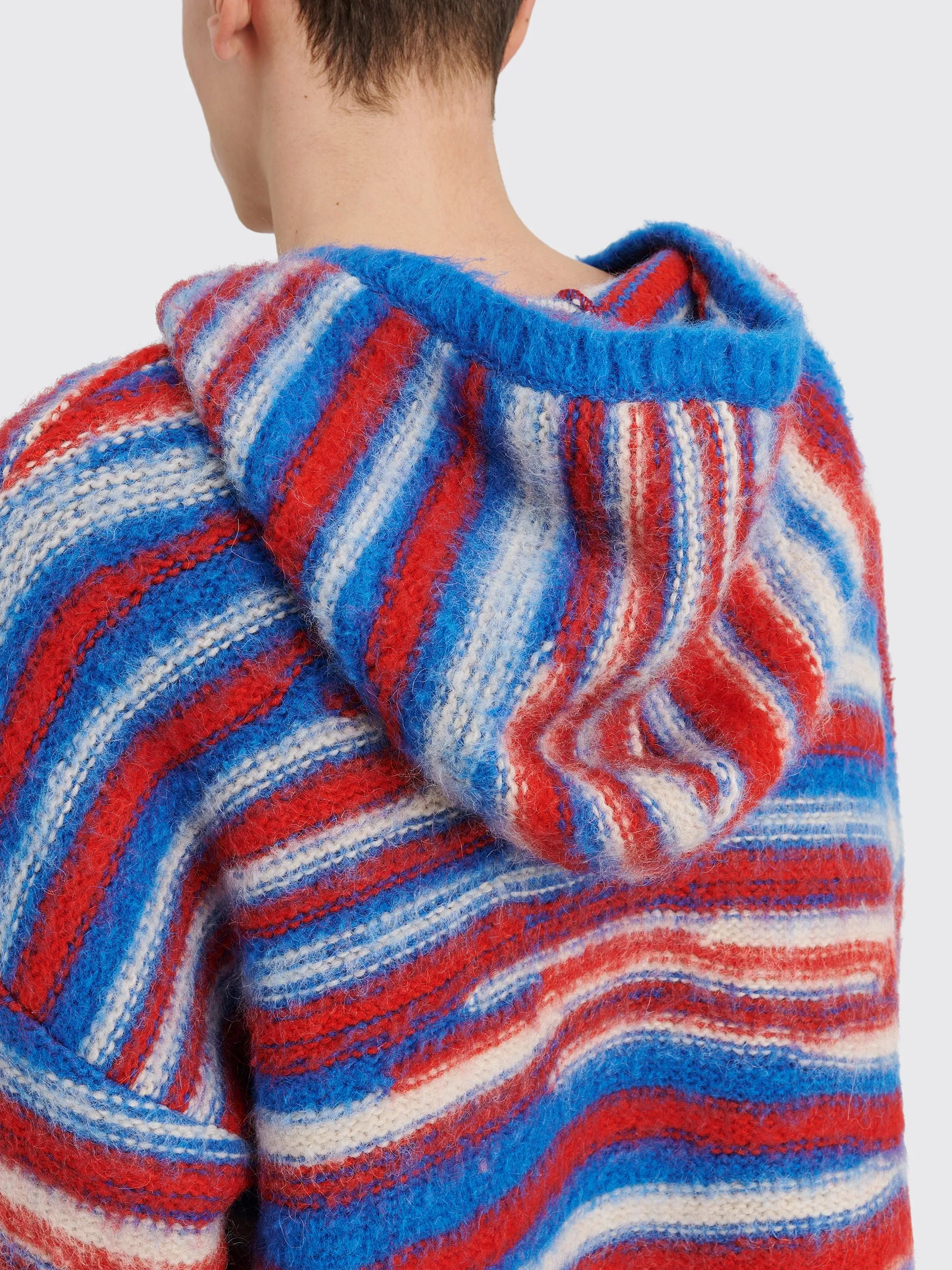 ERL Oversized Alpaca Knit Hoodie Red / Blue