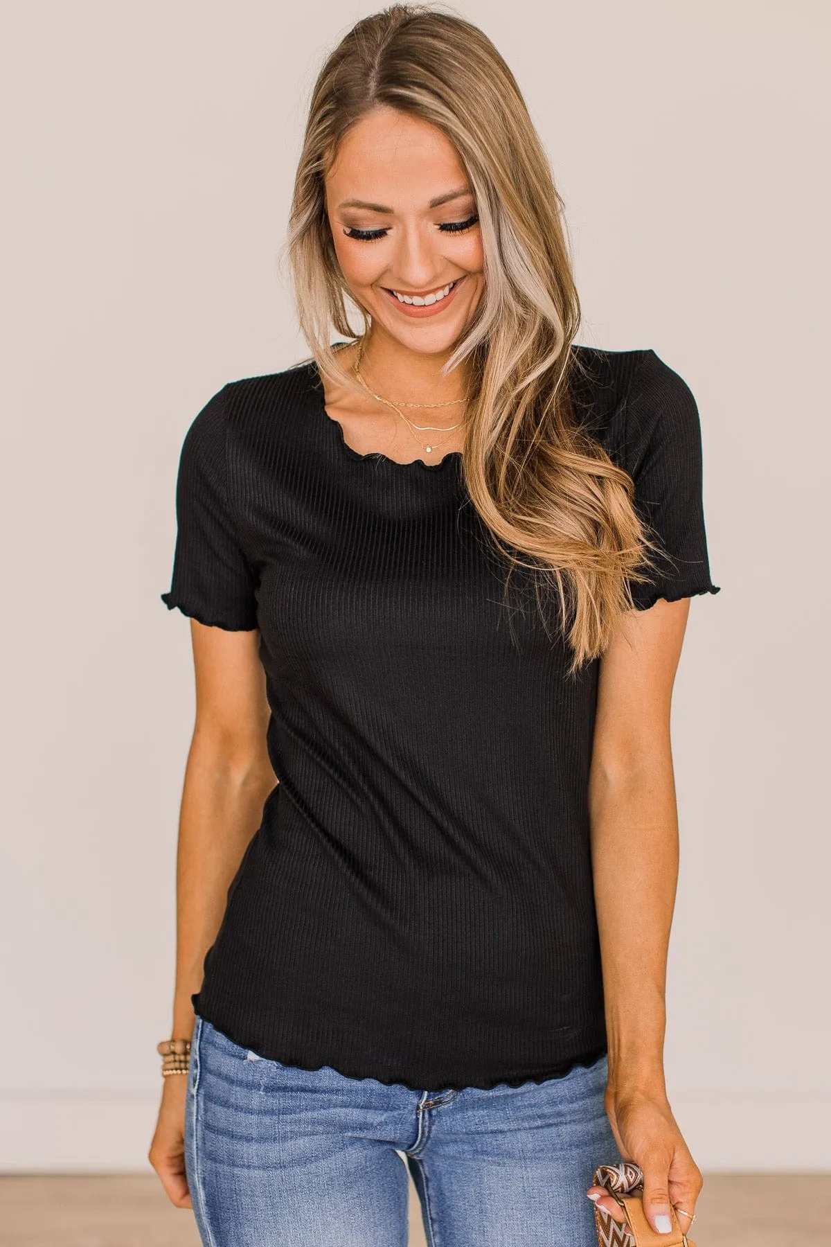 Black Ribbed Knit Top Everything And More