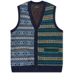 Fair Isle Button Knit VestPanel in Indigo