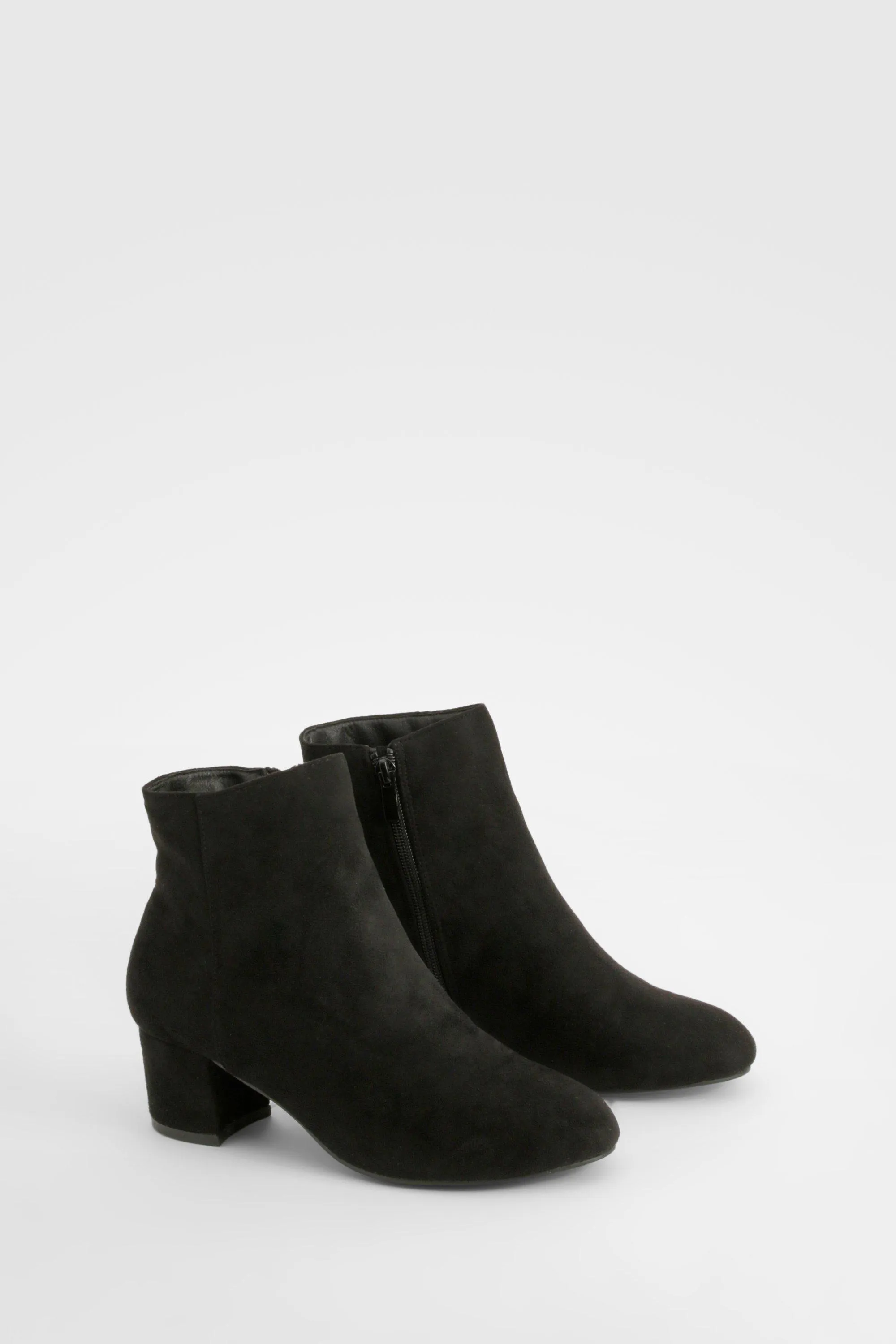 Faux Suede Basic Block Heel Shoe Boots