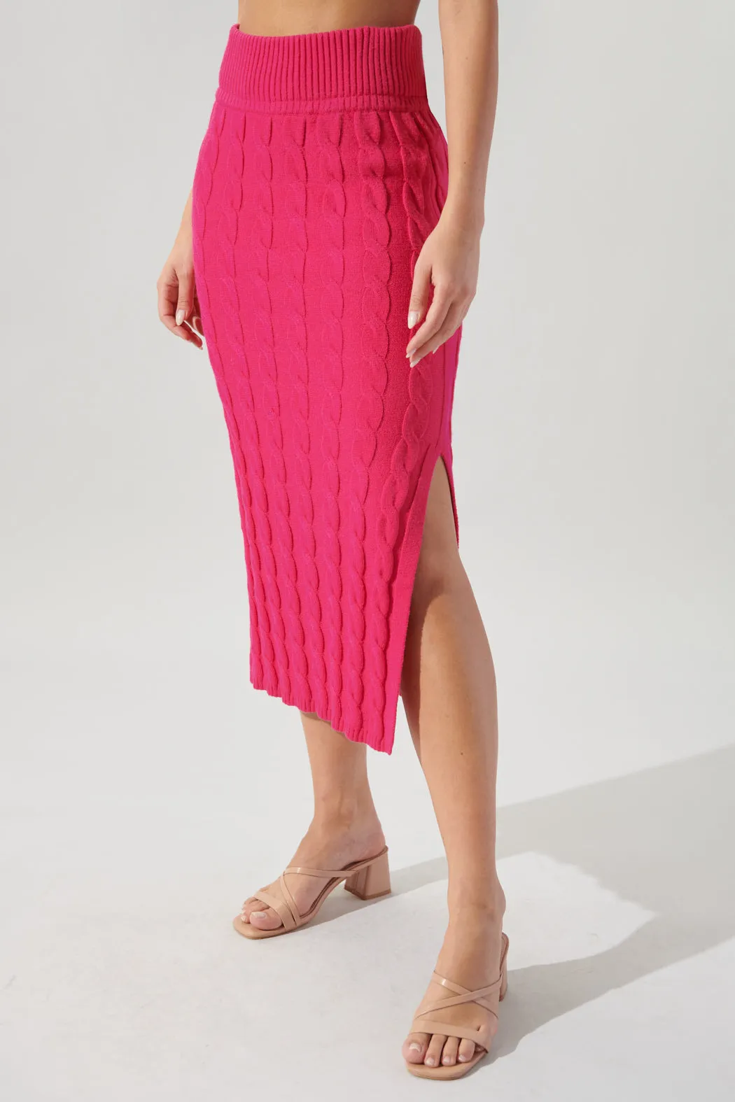 Fern Cable Knit Midi Skirt