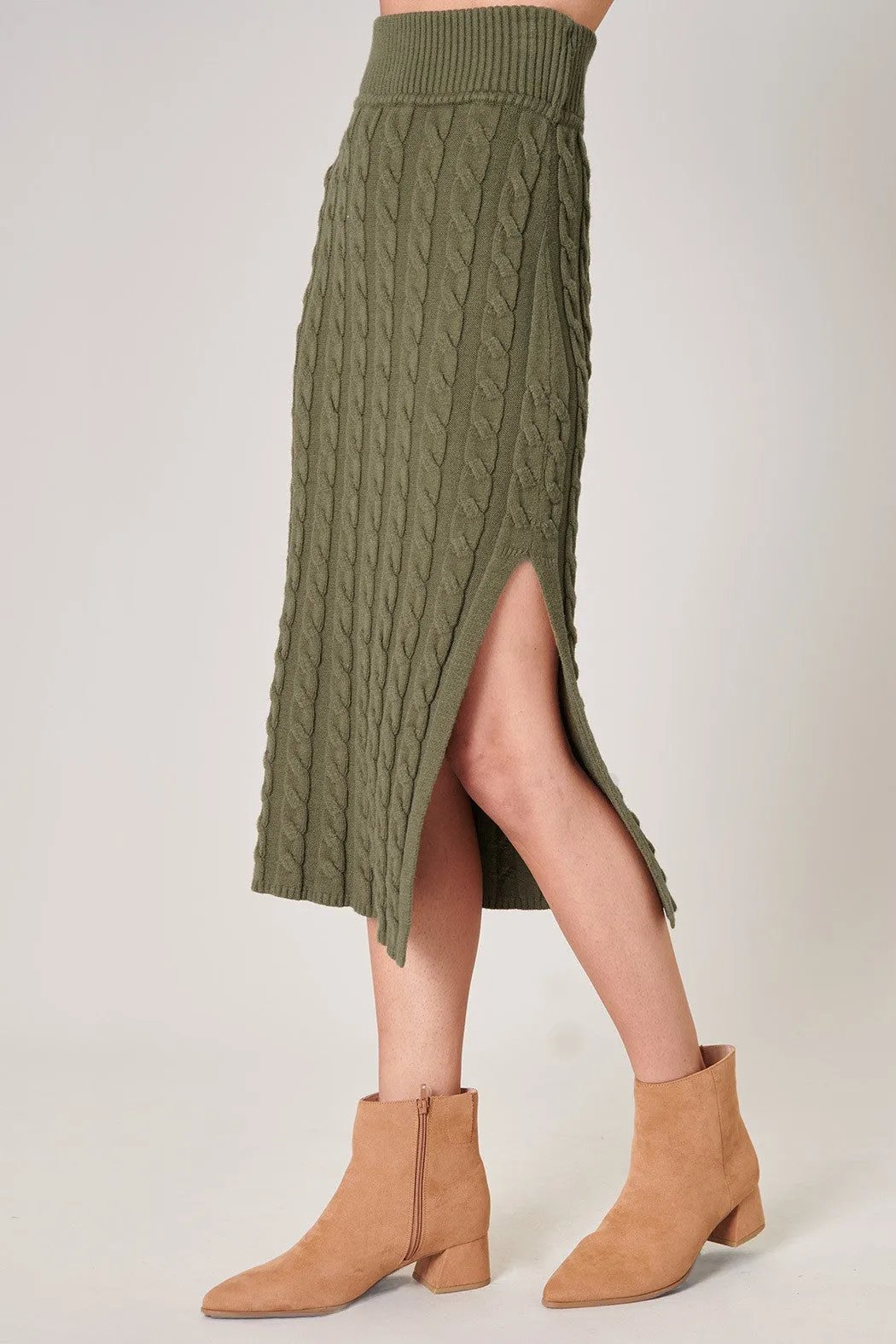 Fern Cable Knit Midi Skirt