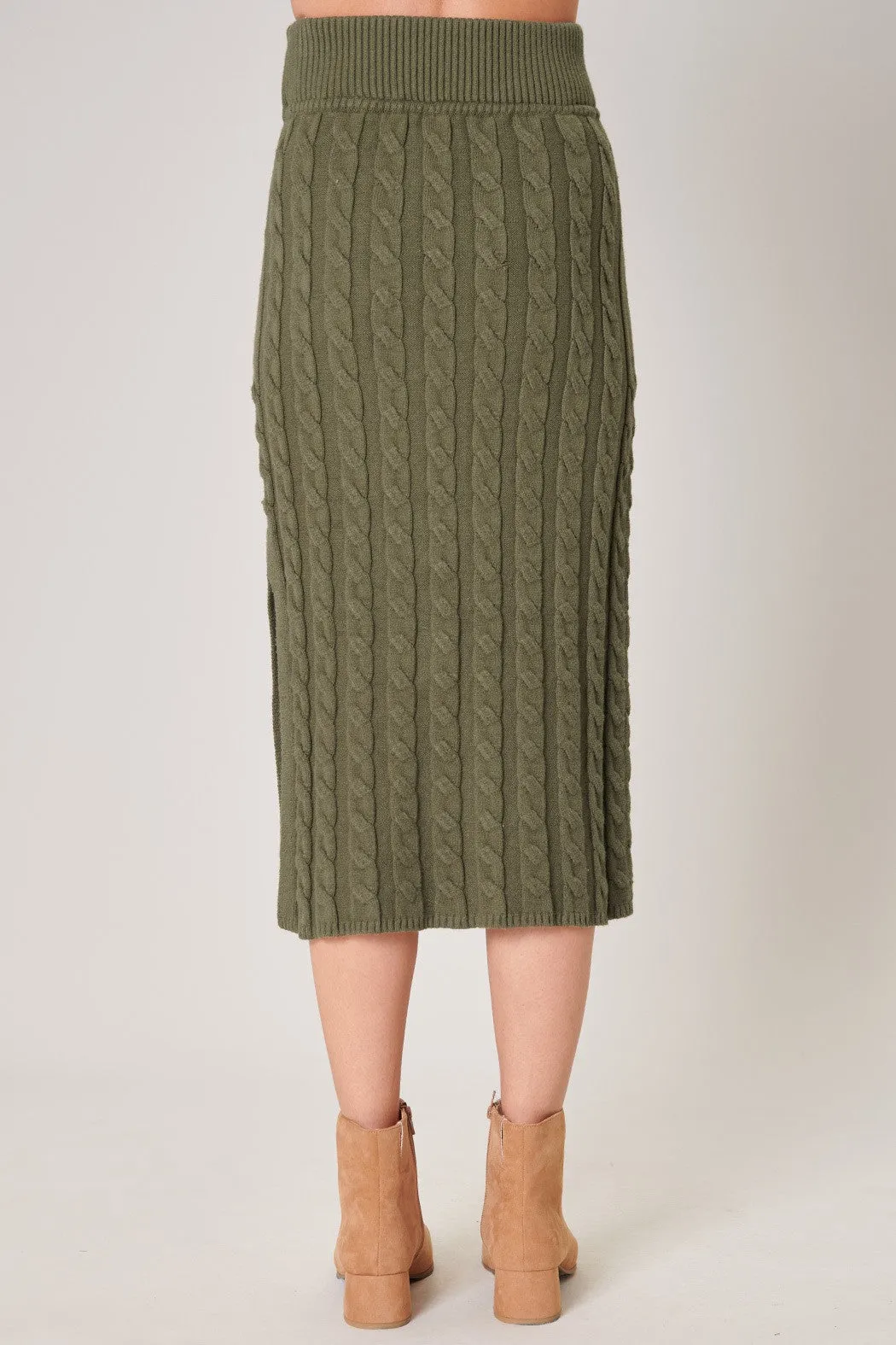 Fern Cable Knit Midi Skirt