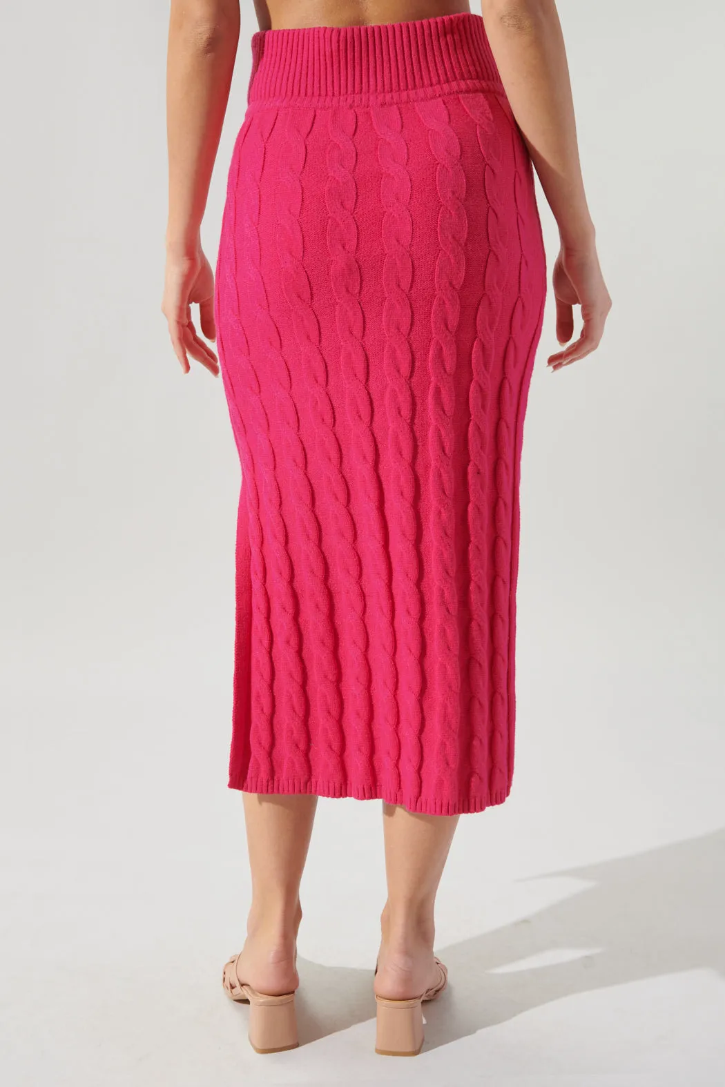 Fern Cable Knit Midi Skirt