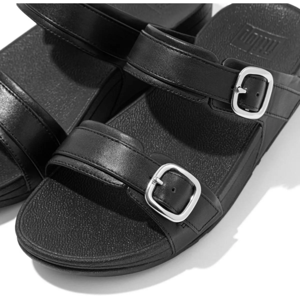 Fit Flop Lulu Adjustable Leather Slides All Black