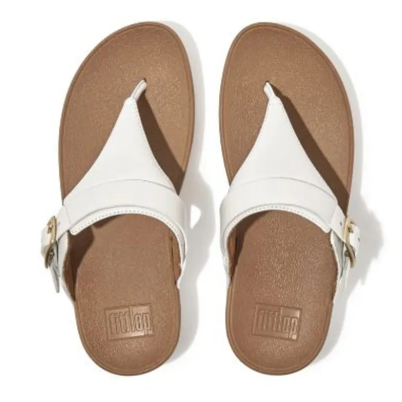 FITFLOP Lulu Adjustable Leather Toe-Post Sandals - White