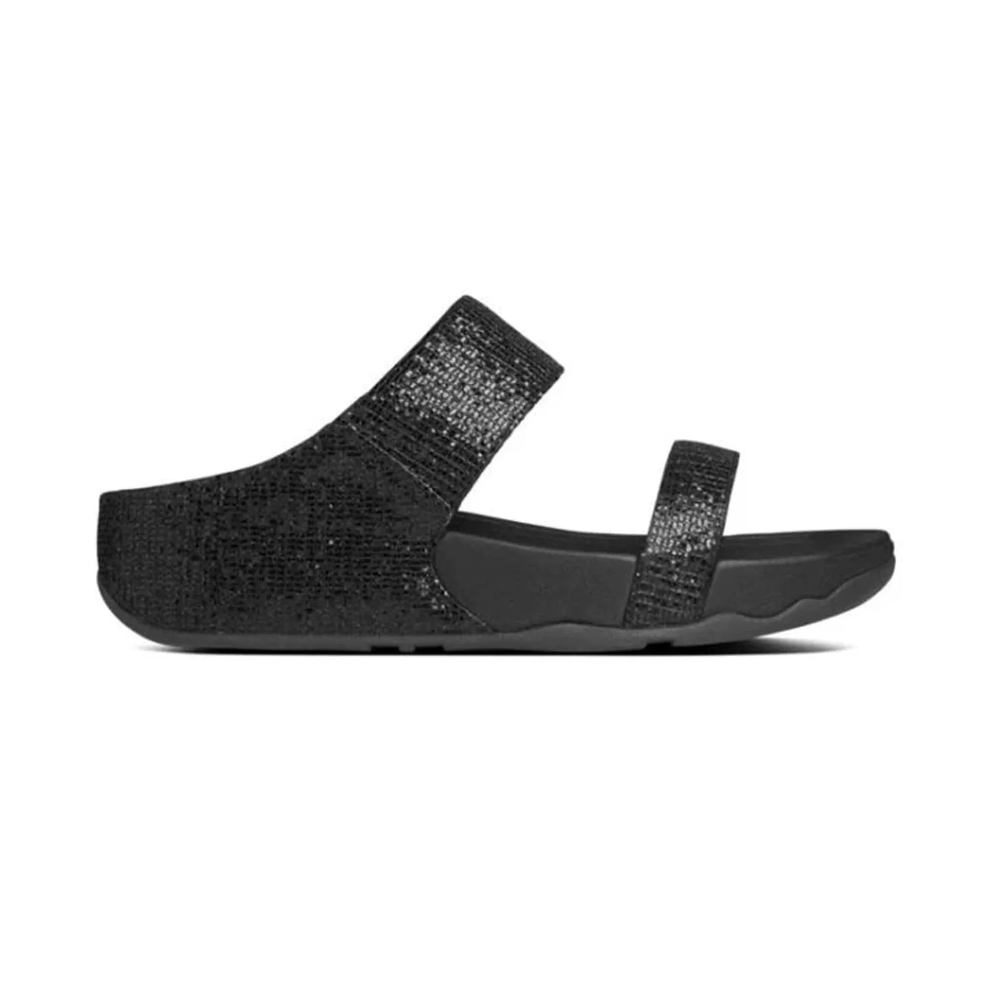 FITFLOP WOMENS LULU GLITTER SLIDES - BLACK