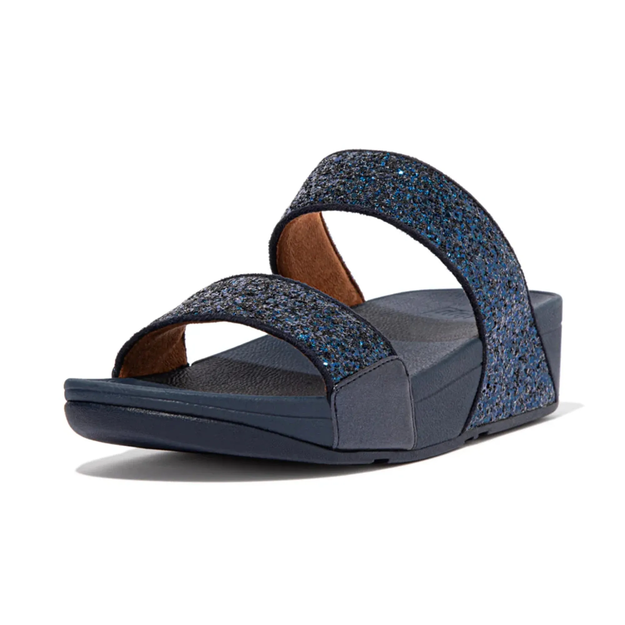 FITFLOP WOMENS LULU GLITTER SLIDES - MIDNIGHT NAVY