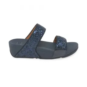 FITFLOP WOMENS LULU GLITTER SLIDES - MIDNIGHT NAVY