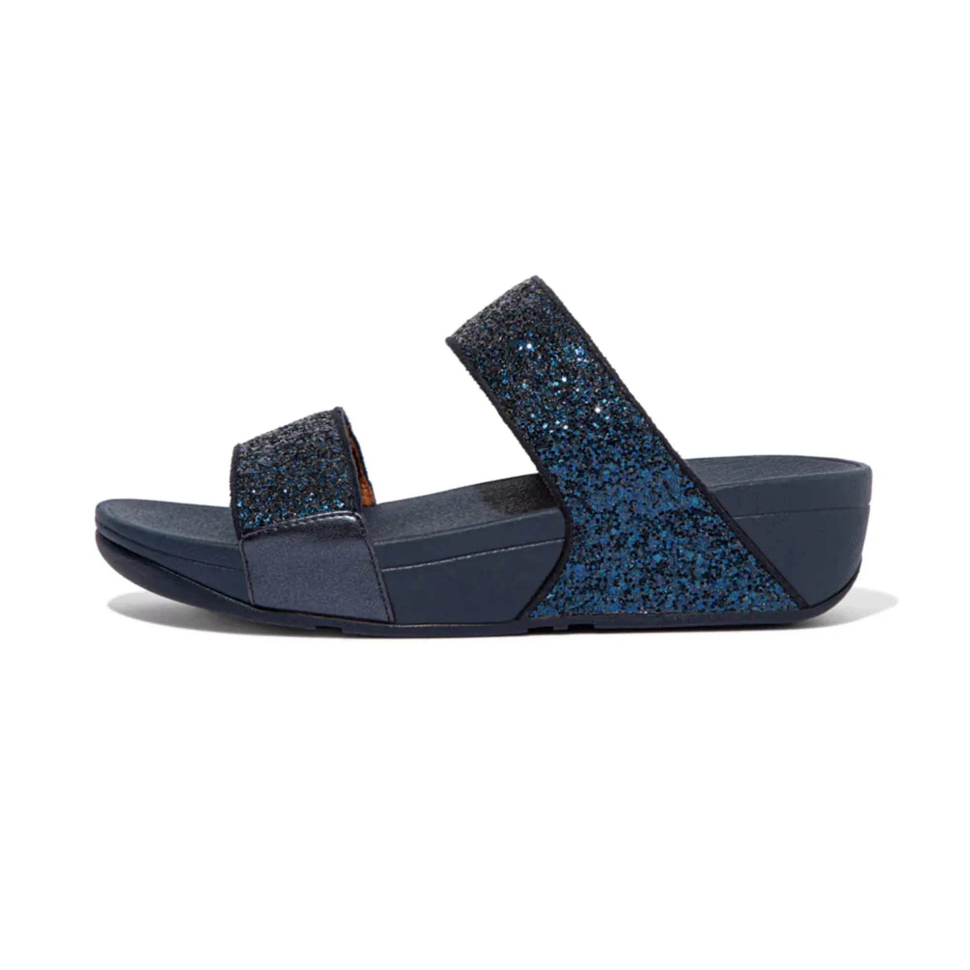 FITFLOP WOMENS LULU GLITTER SLIDES - MIDNIGHT NAVY