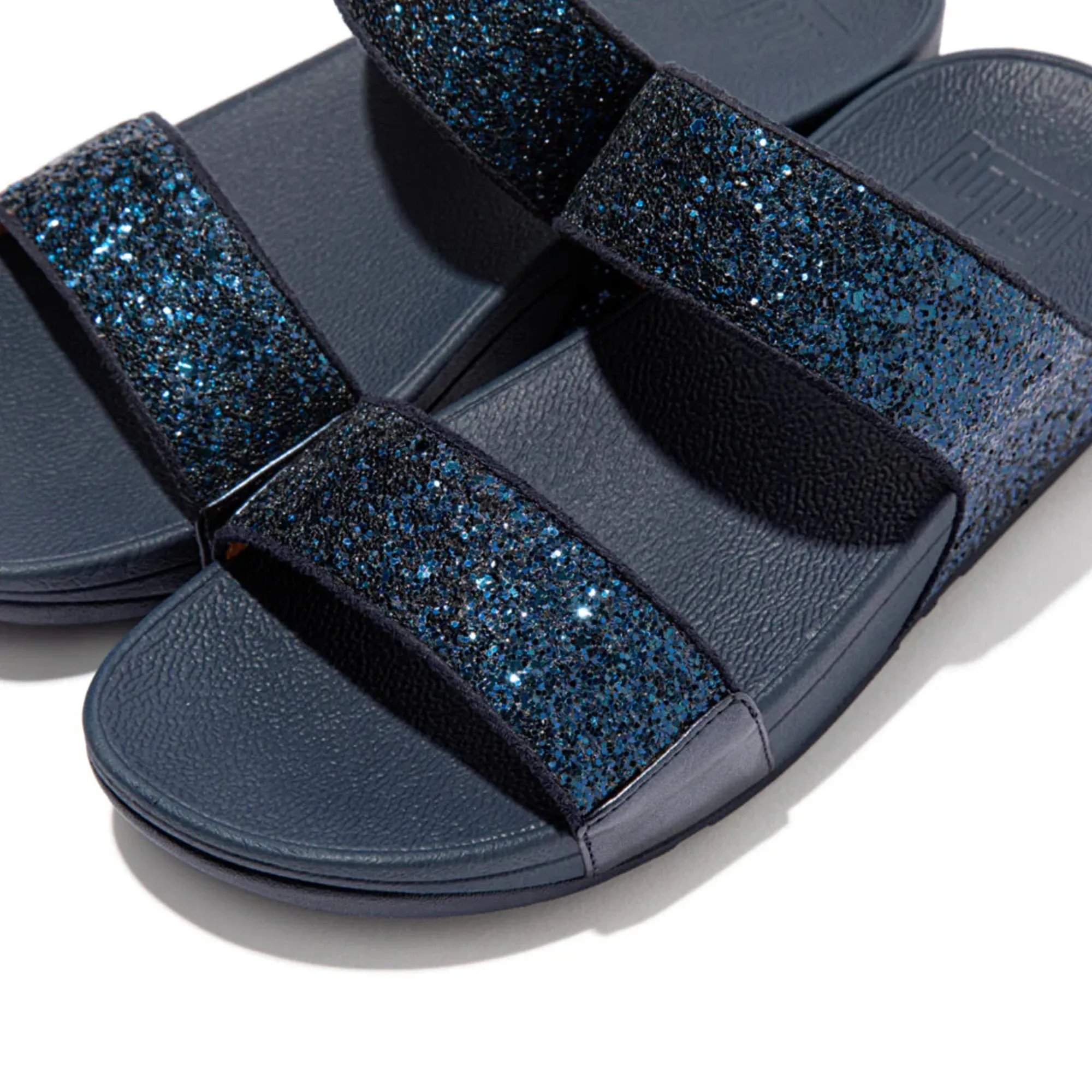 FITFLOP WOMENS LULU GLITTER SLIDES - MIDNIGHT NAVY