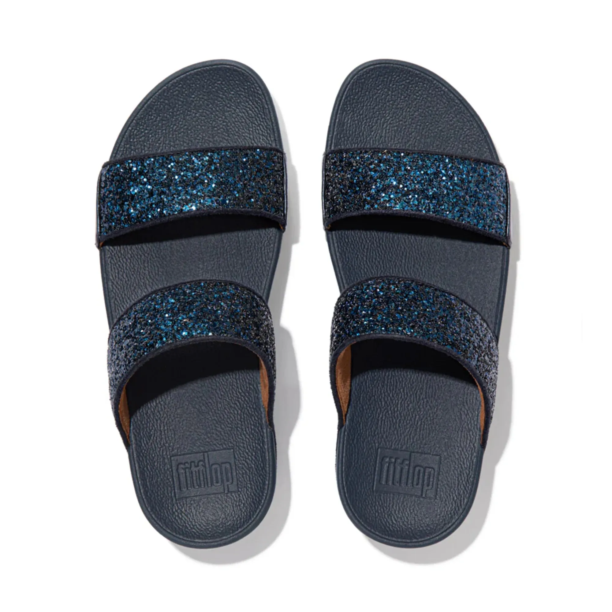 FITFLOP WOMENS LULU GLITTER SLIDES - MIDNIGHT NAVY