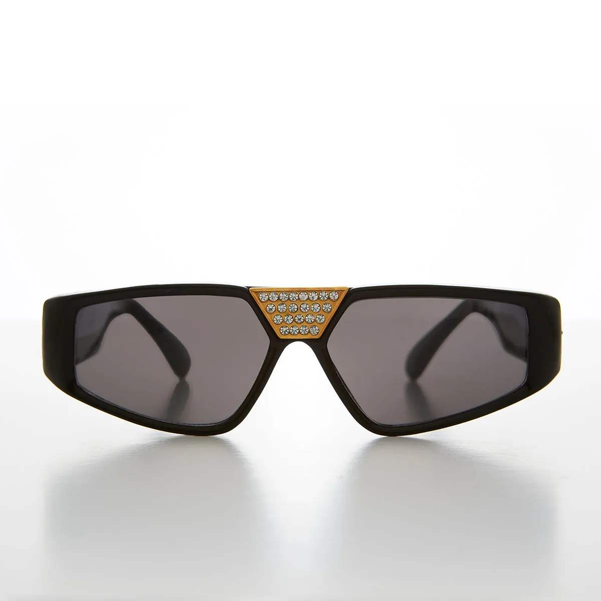 Flat Top Hip Hop Vintage Sunglass with Rhinestone Bridge - Wiz