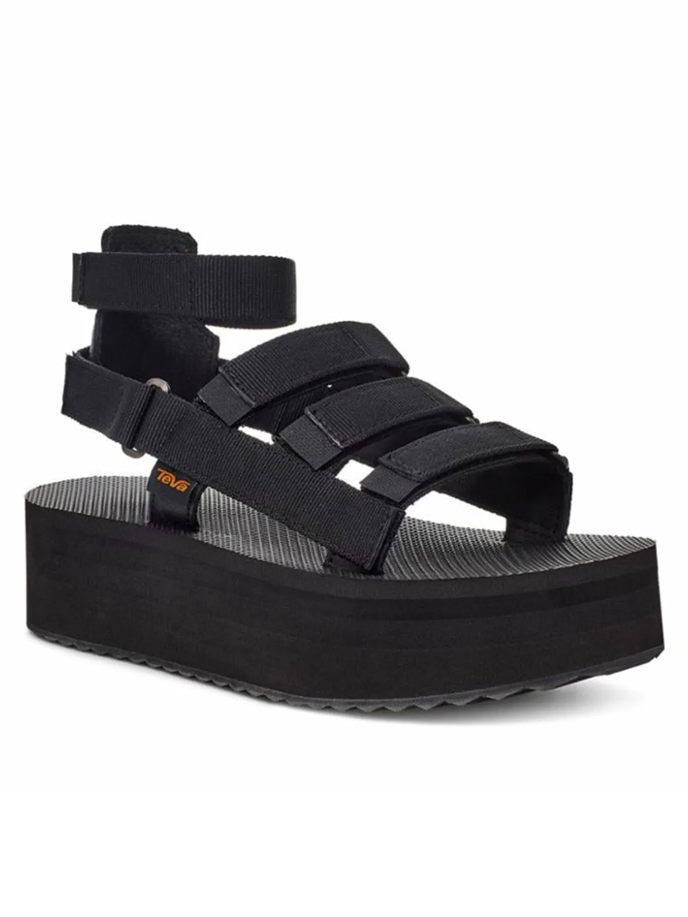 Mevia Black Flatform Sandals.