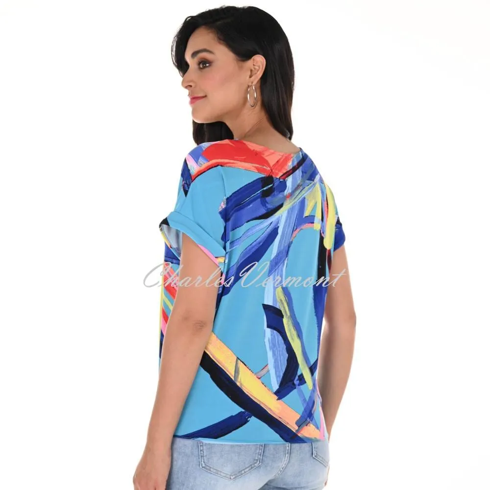 Frank Lyman Top: Multi-Coloured Print with Tied Knot Hem (Style 246133)