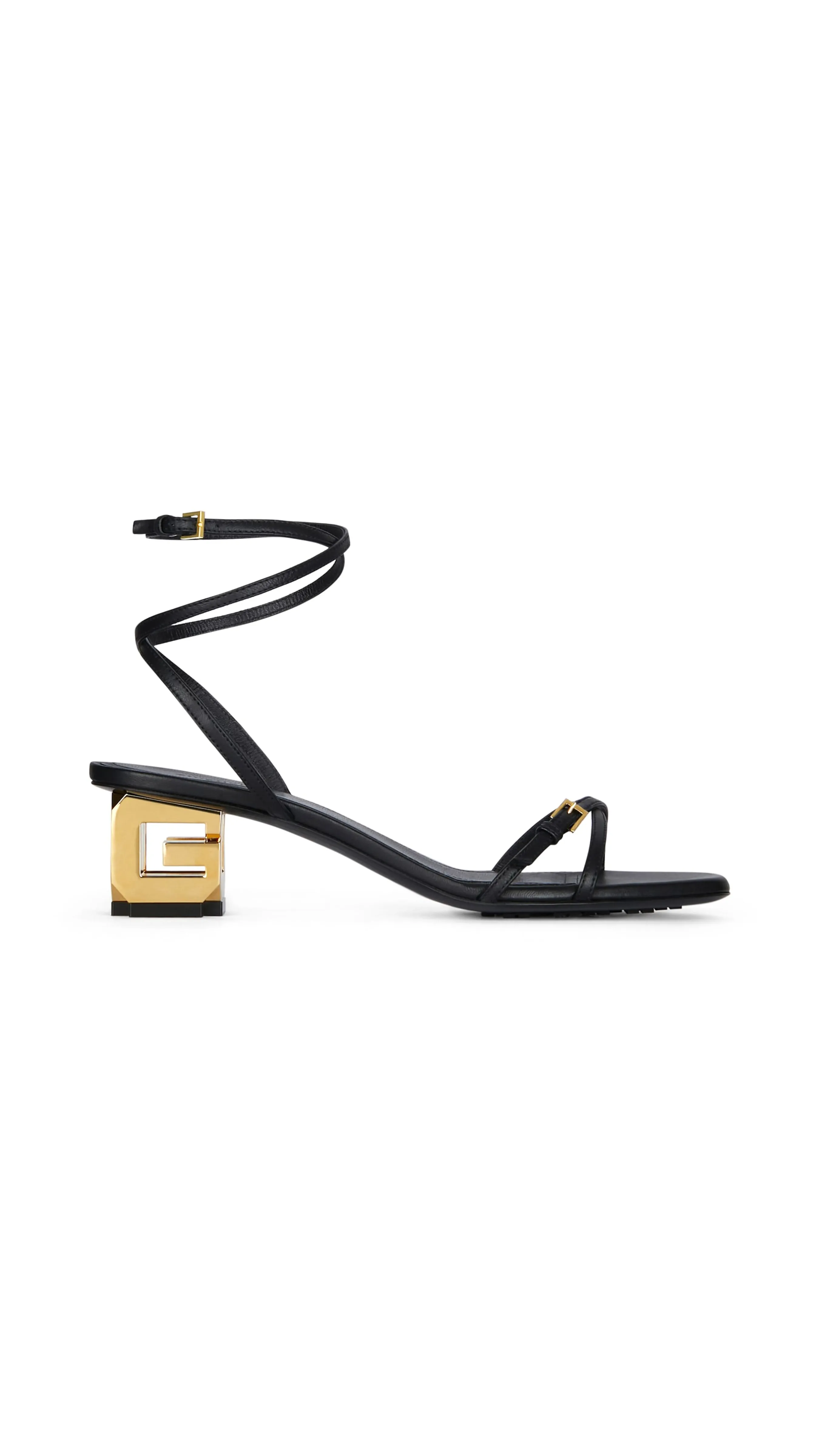 Black Leather G Cube Sandals