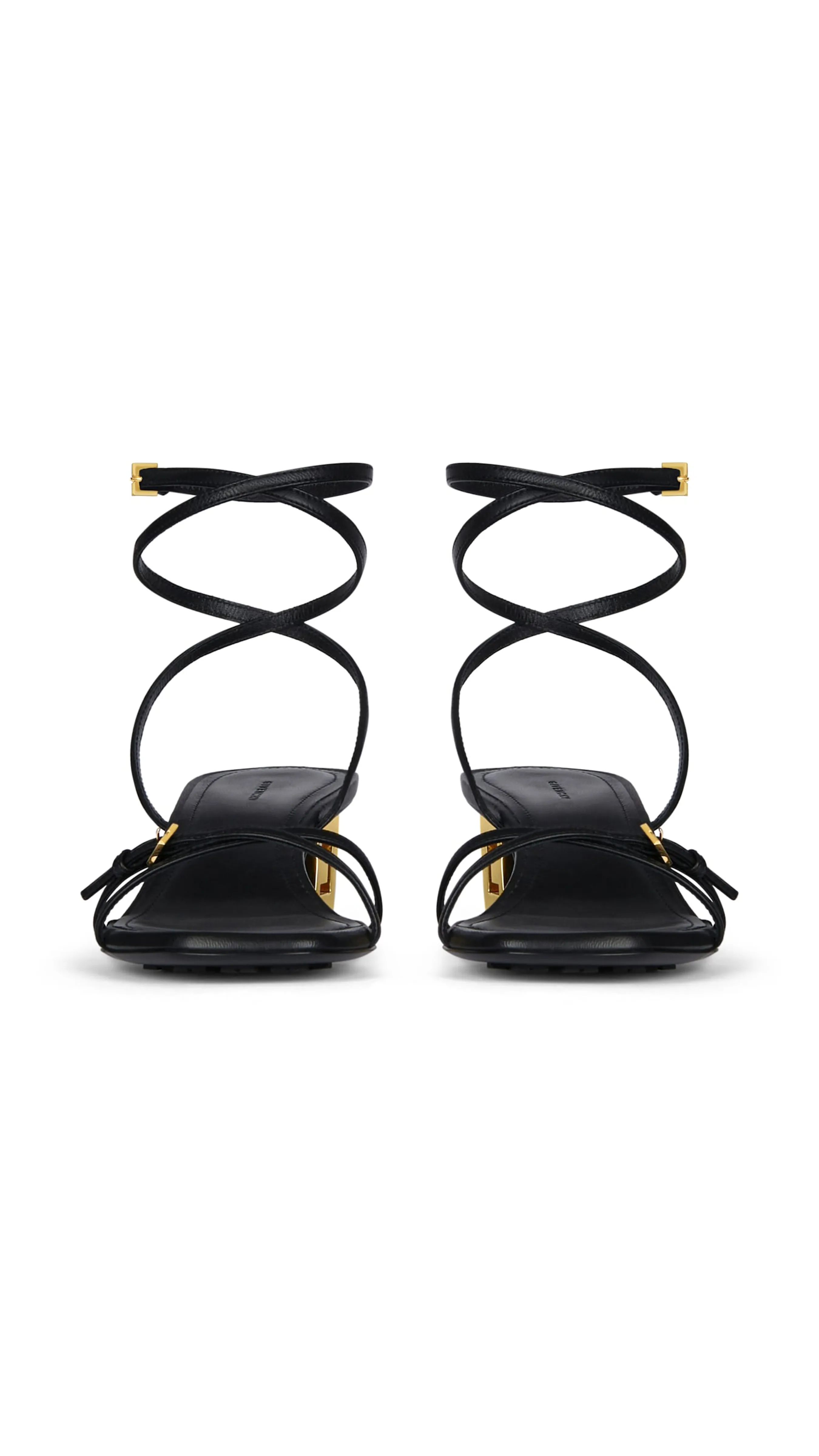 Black Leather G Cube Sandals