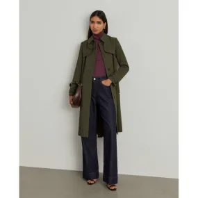 Pleated gabardine trench coat