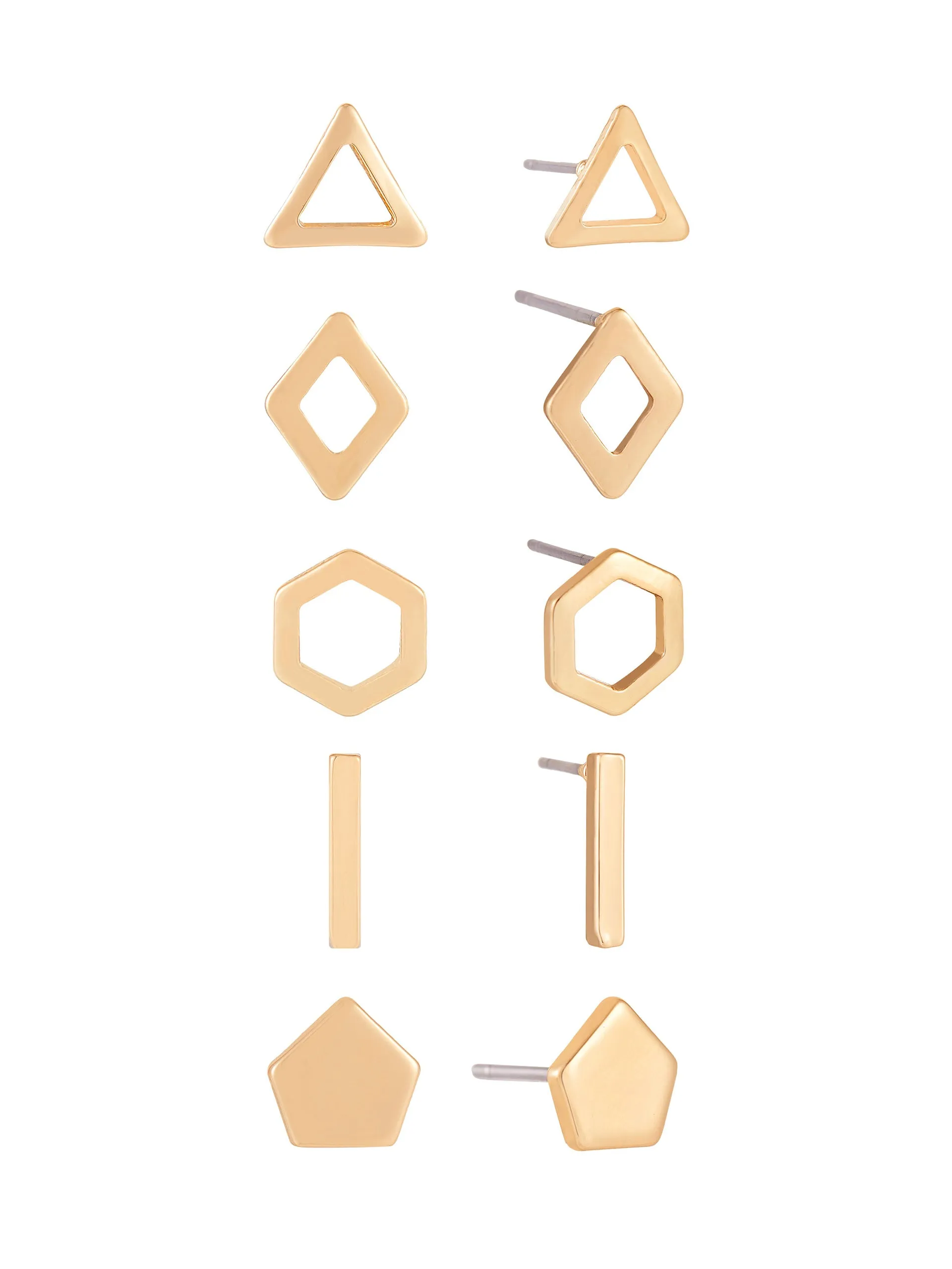 Geometric 18k Gold Plated Boxed Stud Set