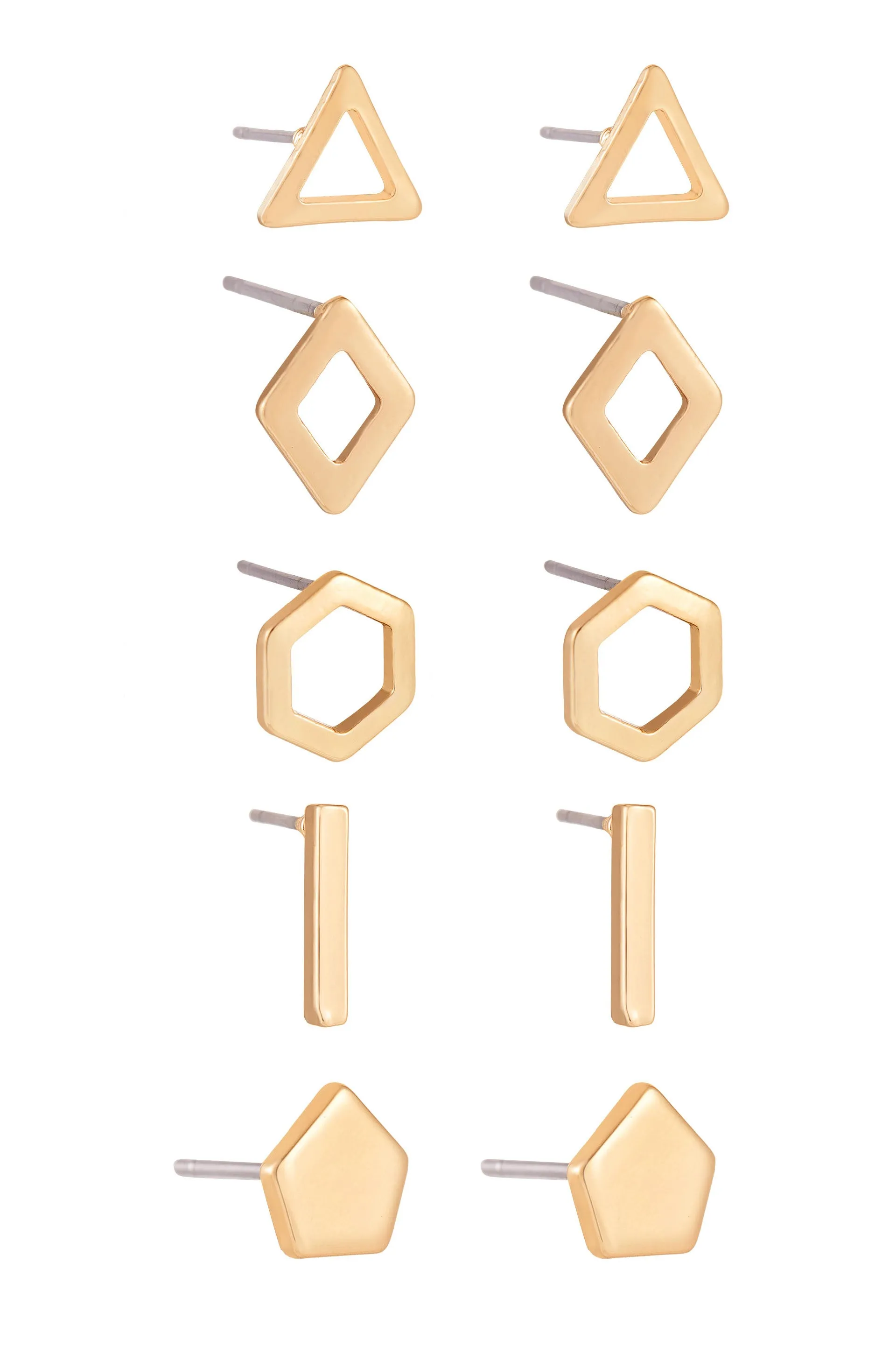 Geometric 18k Gold Plated Boxed Stud Set