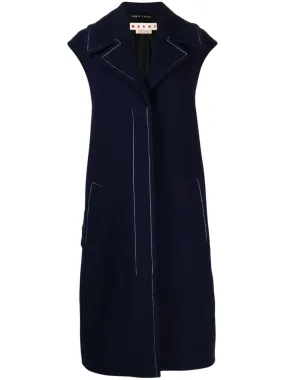 Gilet Coat with Contrast Stitching and Single-Breasted Design