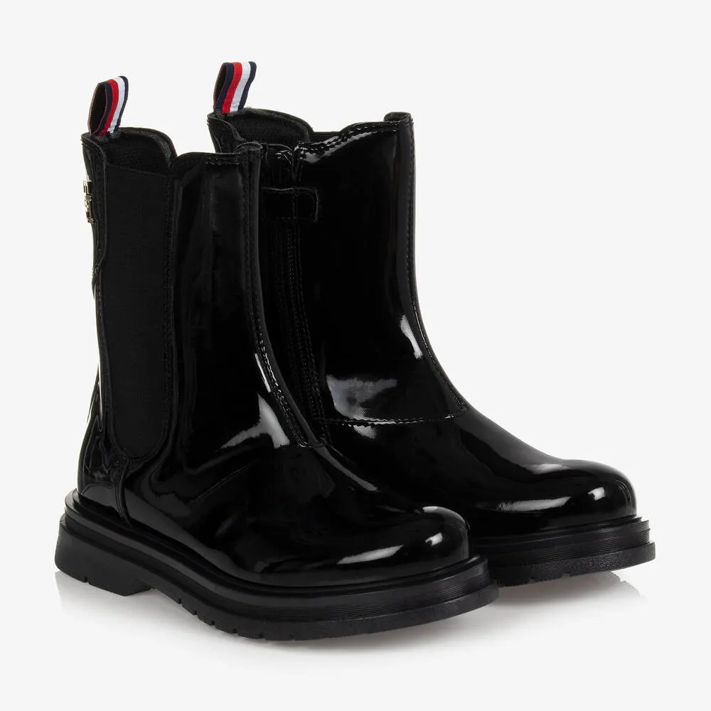 Girls Black Patent Boots