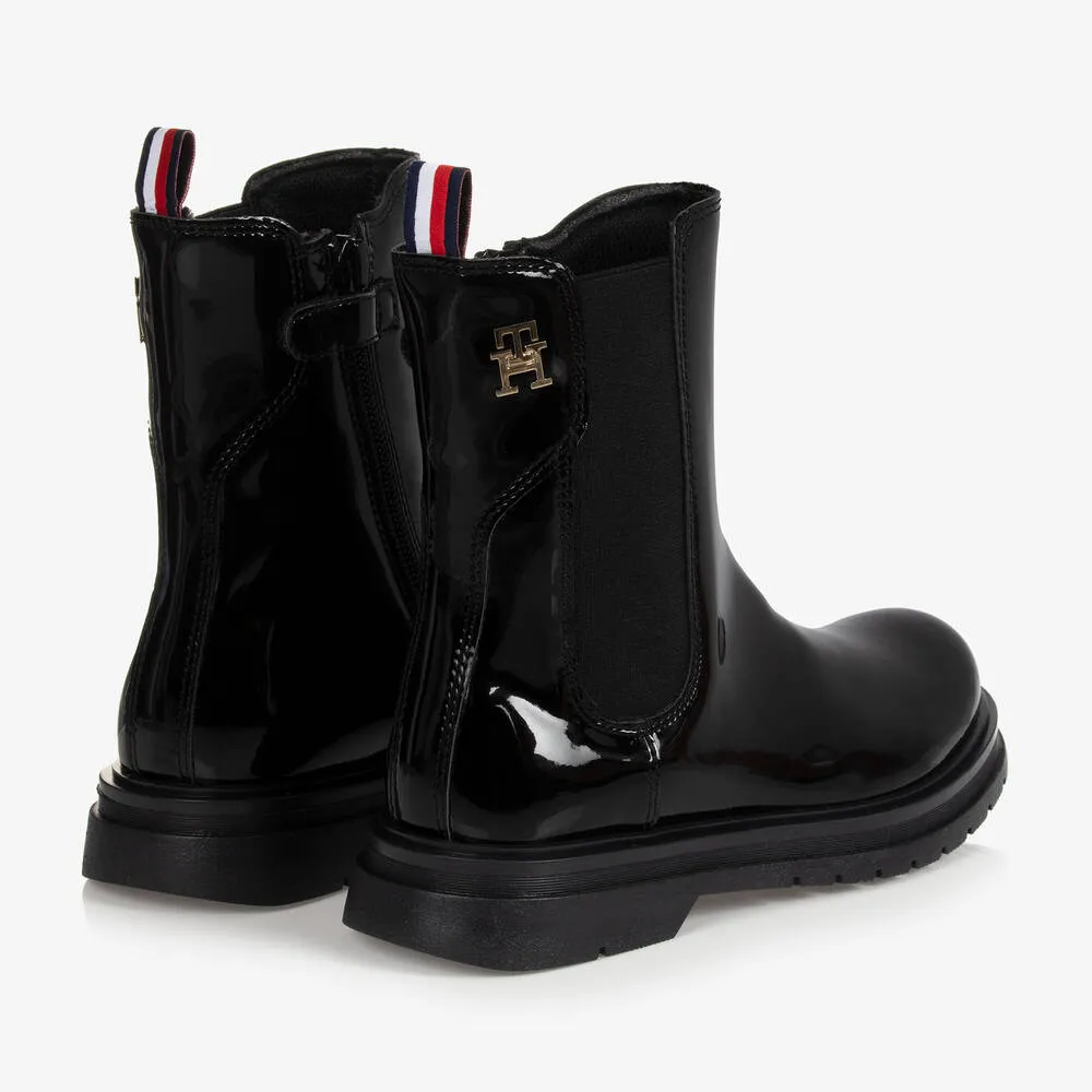 Girls Black Patent Boots