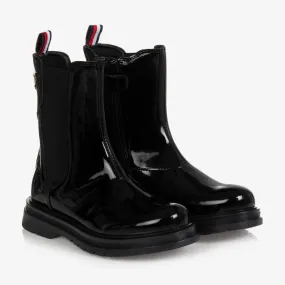 Girls Black Patent Boots