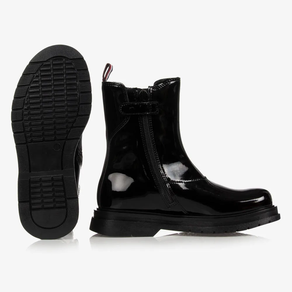 Girls Black Patent Boots