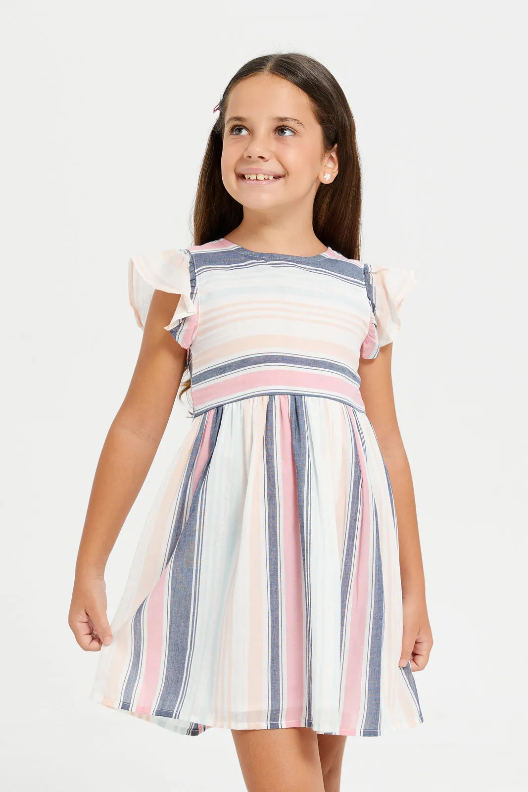 Girls Multicolour Striped Dress