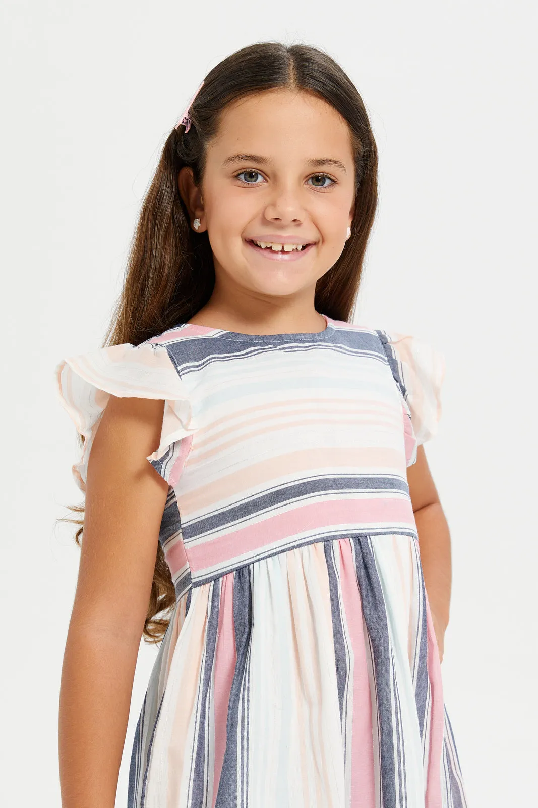 Girls Multicolour Striped Dress