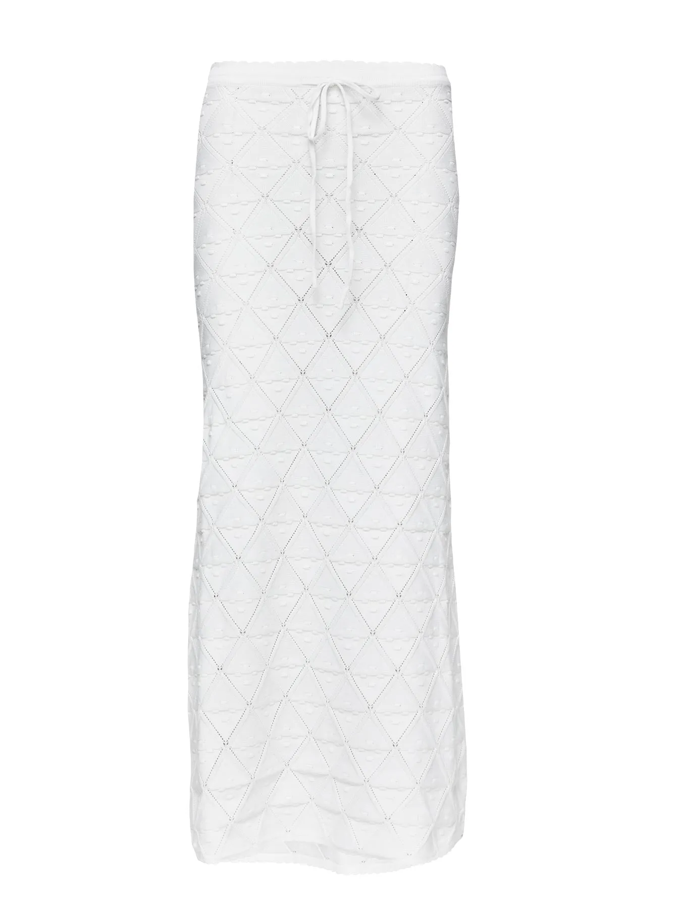 White Knit Maxi Skirt for Curvy Women - Giulia