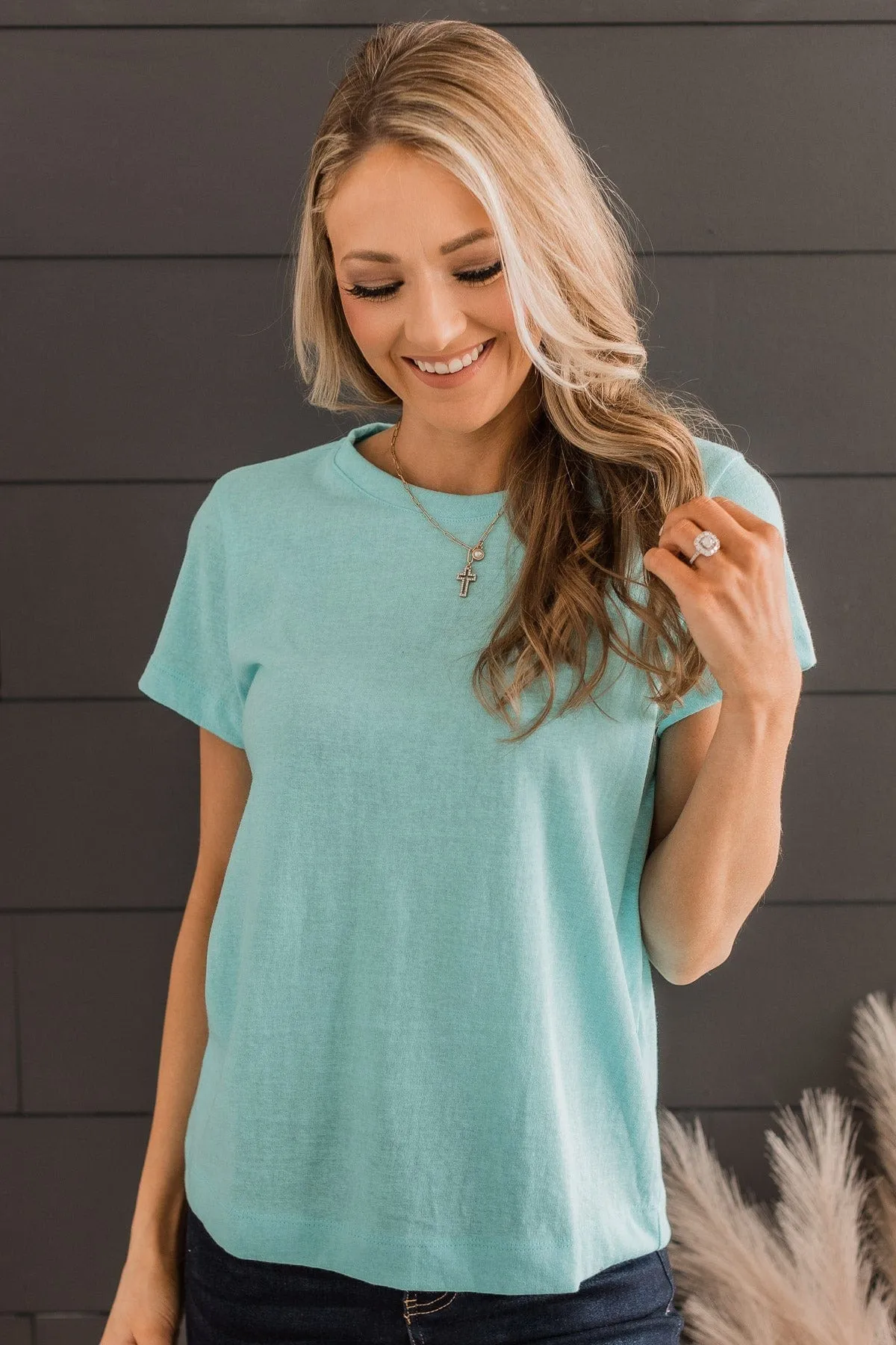 Aqua Short Sleeve Knit Top - Gives Me Hope